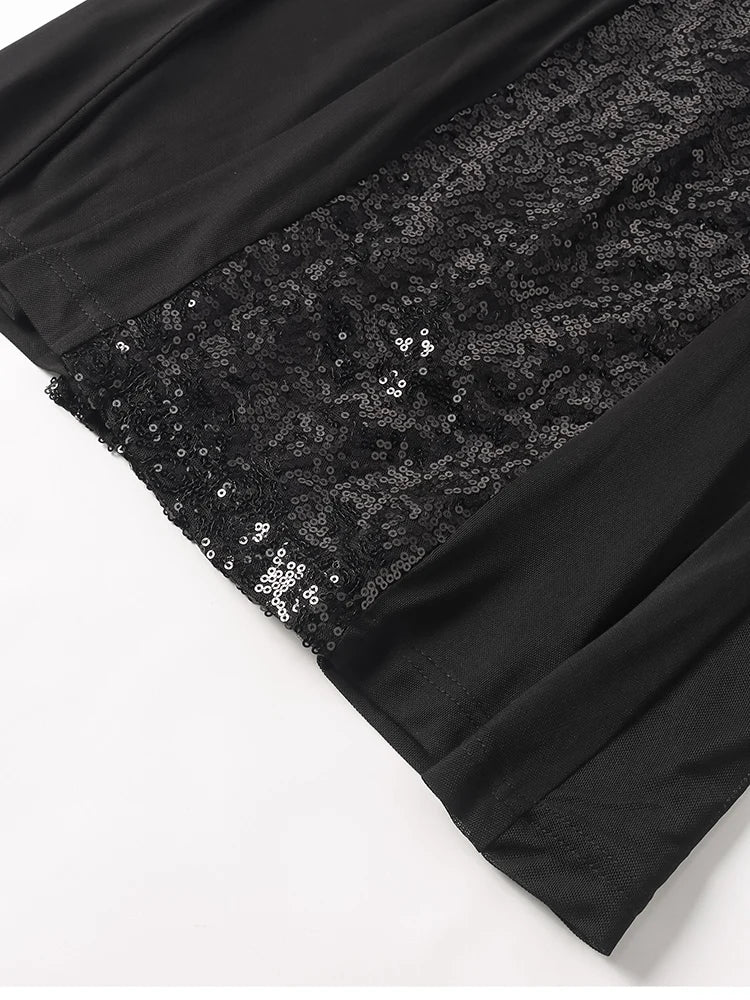 Sparkle Sequin Mesh Built-in Cups Double Layer Long Dress