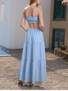 Adjustable Straps Backless Ruffled Lace-up Beach Dress