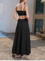 Adjustable Straps Backless Ruffled Lace-up Beach Dress