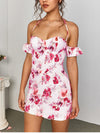 Sweet Floral Off-Shoulder Halter Dress