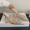 Shiny Rhinestone Transparent PVC Heel Pumps