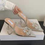 Shiny Rhinestone Transparent PVC Heel Pumps