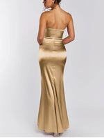 Backless Halter V-Neck Satin Corset Dress