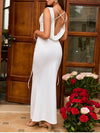 V-Neck Long Backless Party Dress