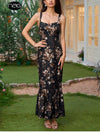 Floral Backless Adjustable Straps Double Layers Dress