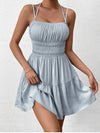 Halter Neck Double Layers Ruched Dress