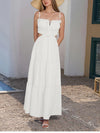 Adjustable Straps Backless Ruffled Lace-up Beach Dress