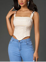 Adjustable Strap Plaid Corset Top