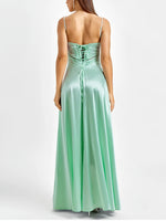 Mint Adjustable Straps Lace-Up Maxi Dress