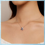 Sterling Silver Sea Turtle Blue Zircon Necklace