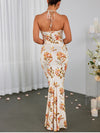 Halter Floral Backless Bodycon Maxi Dress