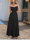 Adjustable Straps Backless Ruffled Lace-up Beach Dress