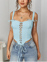 Jacquard Tie Up Corset Top