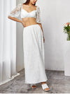 Lace Puff Sleeve Crop Top + Long Skirt Set