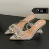 Shiny Rhinestone Transparent PVC Heel Pumps