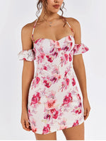 Sweet Floral Off-Shoulder Halter Dress