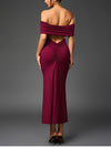 Backless Off Shoulder Double Layers Ruched Dress