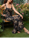 Floral Backless Adjustable Straps Double Layers Dress