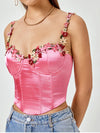 Flower Strap Satin Corset Top