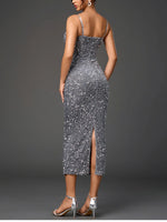 Sparkling Sequin Back Slit Dress