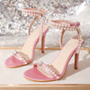 Pearls Ankle Strap Thin High Heels Sandals