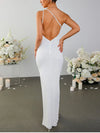 Backless One Shoulder Double Layers Side Slit Dress