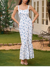 Floral Backless Adjustable Straps Double Layers Dress
