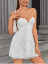 Mesh V-Neck Sleeveless White Dress