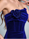 Velvet Strapless Applique Corset Dress