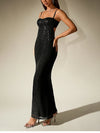 Sparkle Sequin Mesh Built-in Cups Double Layer Long Dress