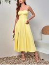 Strapless Ruched Chiffon Double Layer Long Dress