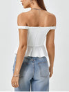 Ruffle Off Shoulder Single-breasted Shirt