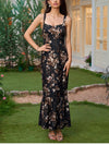 Floral Backless Adjustable Straps Double Layers Dress