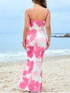 Print V-Neck Cut Out Backless Maxi Dress