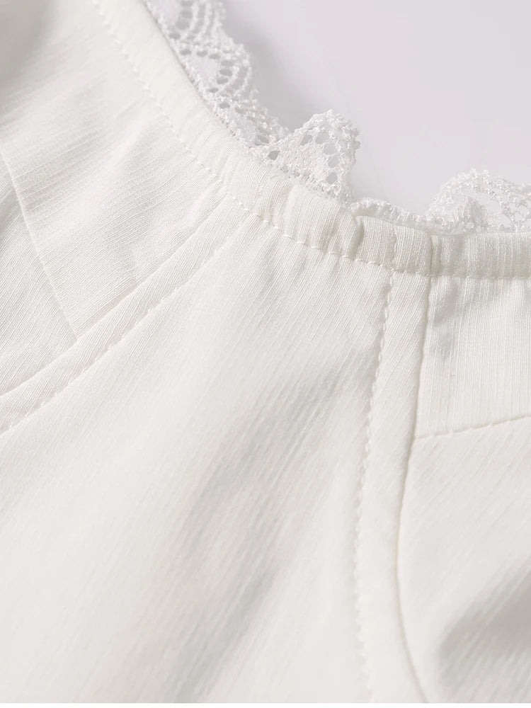 Spaghetti Straps Lace Trim Bra Double Layers Dress