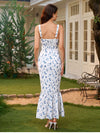 Floral Backless Adjustable Straps Double Layers Dress