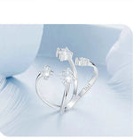 925 Silver Double-layer Band Plated Open Ring