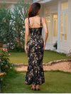 Floral Backless Adjustable Straps Double Layers Dress
