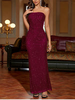 Sequin Sparkling Strapless Double Layers Dress