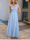 Adjustable Straps Backless Ruffled Lace-up Beach Dress