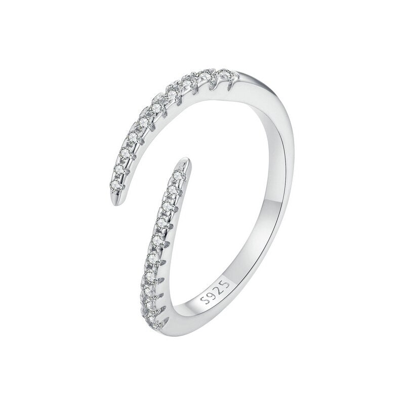 Sterling Silver Streamline Zircon Open Ring