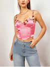 Flower Strap Satin Corset Top