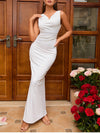 V-Neck Long Backless Party Dress