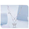 Sterling Silver Double Layers Butterfly Necklace