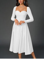 Long Sleeve Corset Back Tie-Up Long Dress