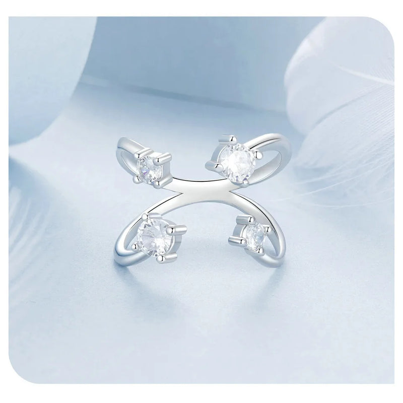 925 Silver Double-layer Band Plated Open Ring