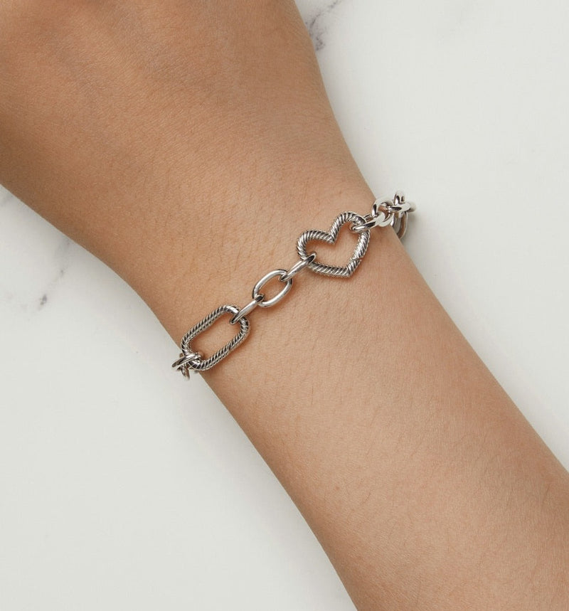 Sterling Silver Basic Heart Adjustable Bracelet