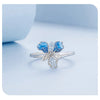 925 Silver Simple Blue Iris Open Ring