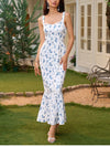 Floral Backless Adjustable Straps Double Layers Dress