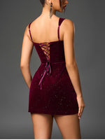 Backless Lace Up Sequin Sparkling Dress